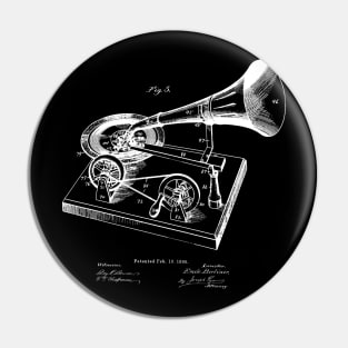 Vintage Gramophone Awesome Gift Patent Invention Pin