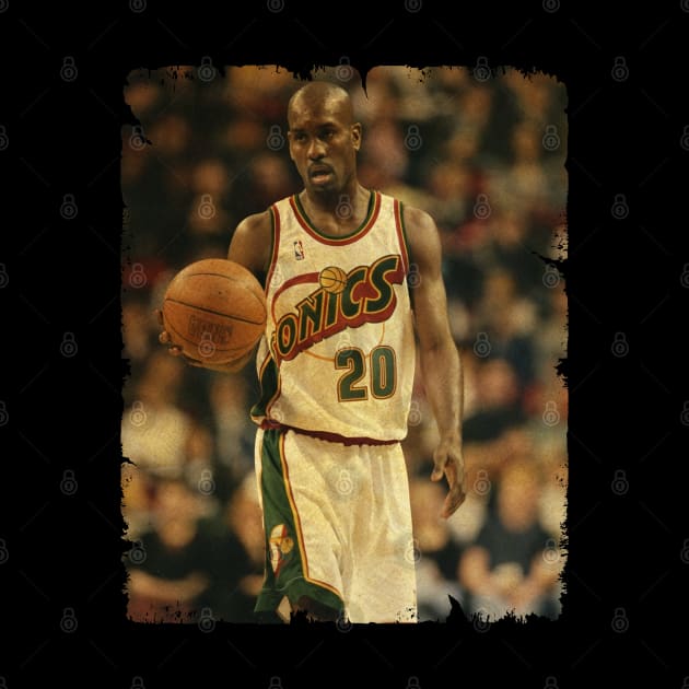 Gary Payton - Vintage Design Of Basketball by JULIAN AKBAR PROJECT