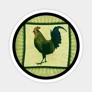 Little Red Rooster Green Magnet