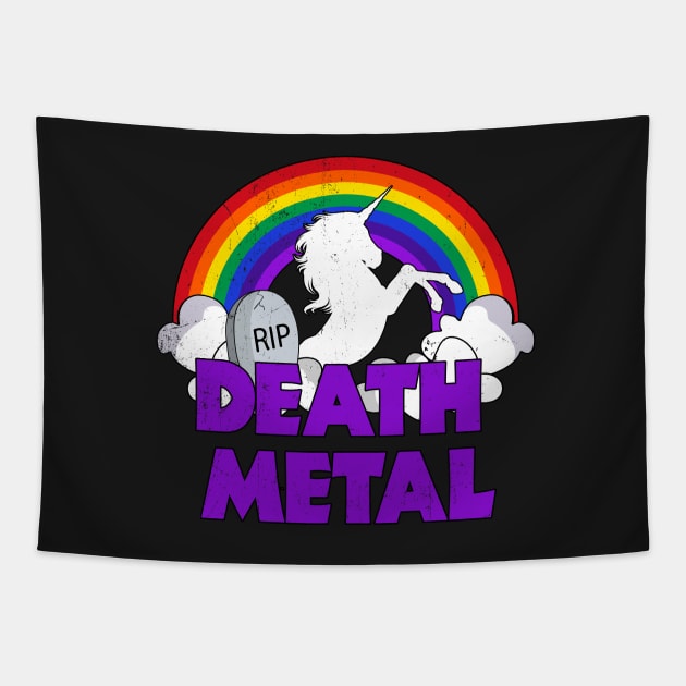 Unicorn Death Metal Rainbow Thunder Tapestry by underheaven