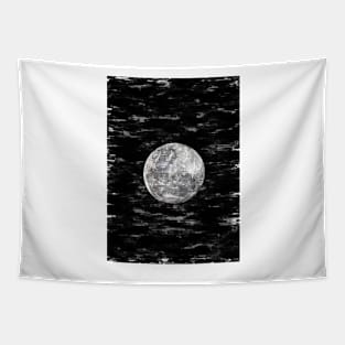 Full Moon In The Night Sky Monochrome. For Moon Lovers. Tapestry