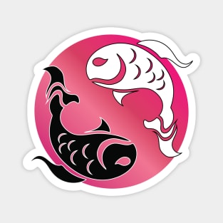 Yin and Yang Tribal style fish, pink Magnet