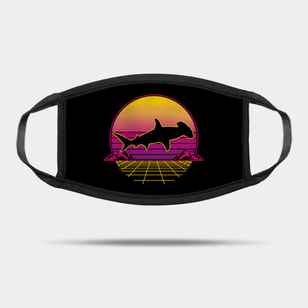 Retro Vintage Retrowave Hammerhead Shark Hammerhead Mask
