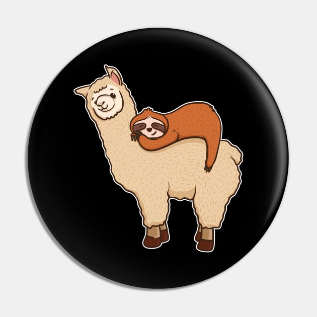 Cute & Funny Sloth Sleeping on Llama Friend Pin by theperfectpresents