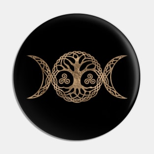 Triple Moon Goddess with triskele and tree of life Pin