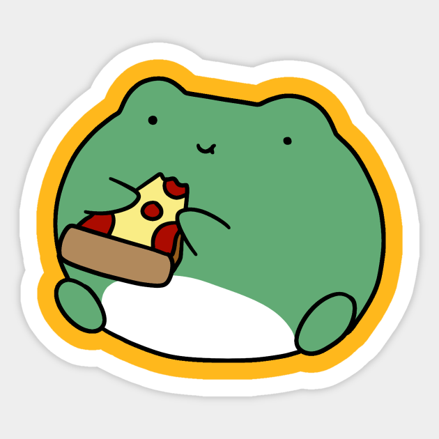 Frog Eating Pizza - Frog - Sticker