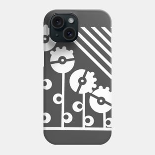 White Mechanical Flowers - Asphalt Phone Case