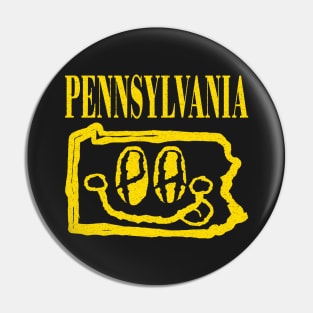 Pennsylvania Grunge Smiling Face Black Background Pin