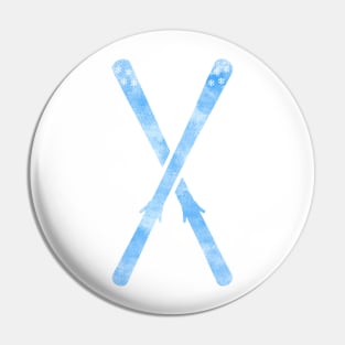 Snow Skis Light Blue Pin