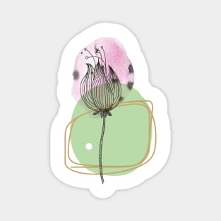 abstract watercolor botanical illustration. Minimalistic boho style Magnet