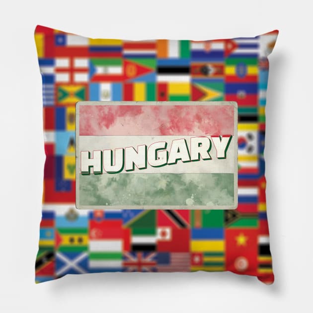 Hungary Vintage style retro souvenir Pillow by DesignerPropo