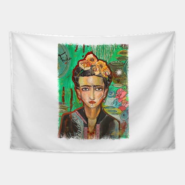 Frida Kahlo Tribute Tapestry by alessiob