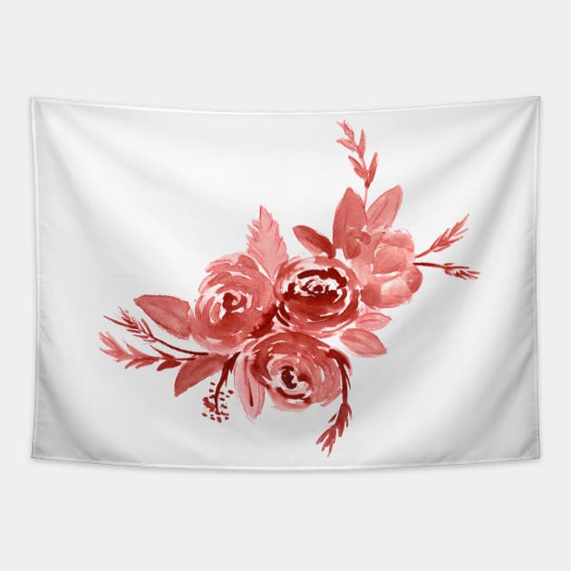 red watercolor roses Tapestry by ZeichenbloQ