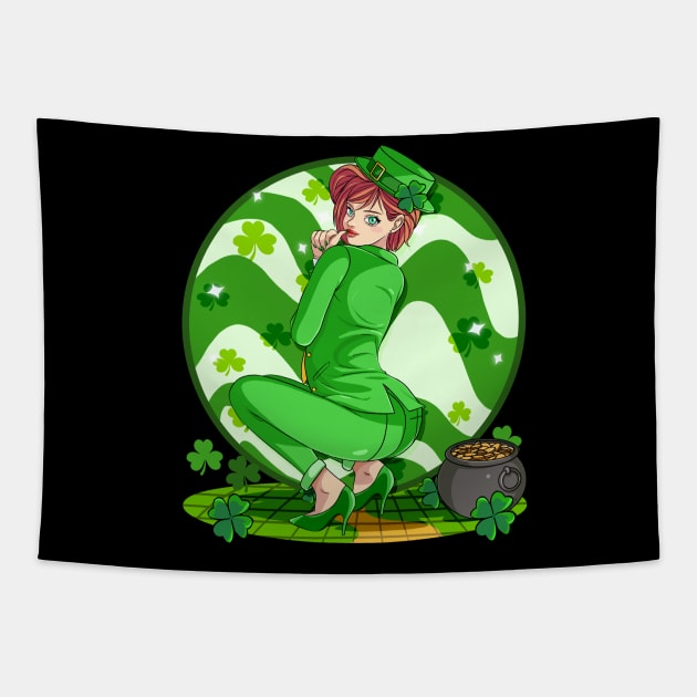 Sexy Leprechaun Girl St Patricks Day Irish Lass Pride Tapestry by Noseking