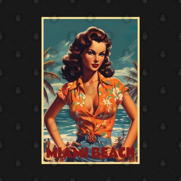 Girl on Miami Beach, Poster by BokeeLee