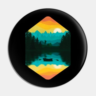 Mountain Sunset Illustration Pin