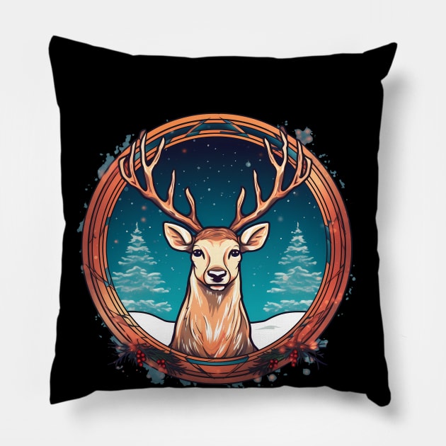 Deer in Ornament, Love Deers Pillow by dukito