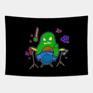 Jack O Lantern Avocado Music Drummer Halloween Trick Or Treat Graphic Illustration Novelty Tapestry