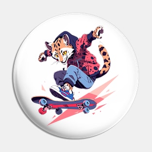 leopard skater Pin