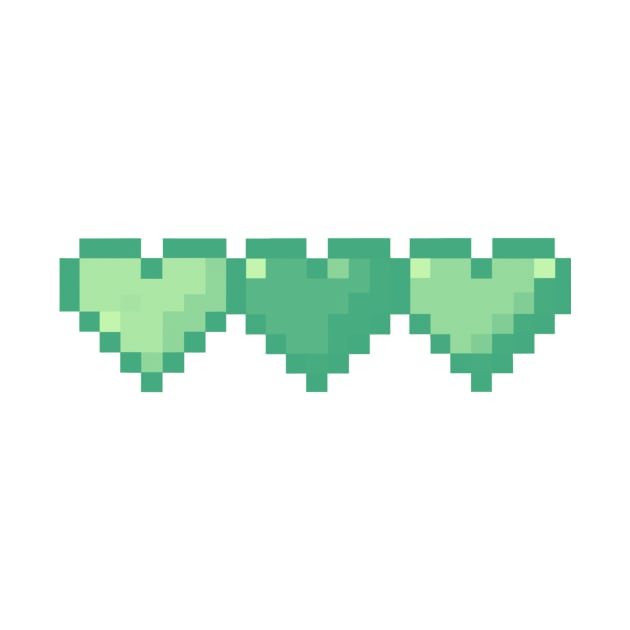 Green Hearts in a Row Pixel Art by christinegames