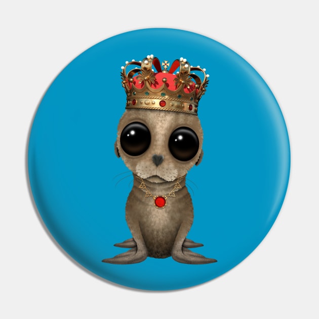 Cute Baby Sea Lion Wearing Crown Pin by jeffbartels