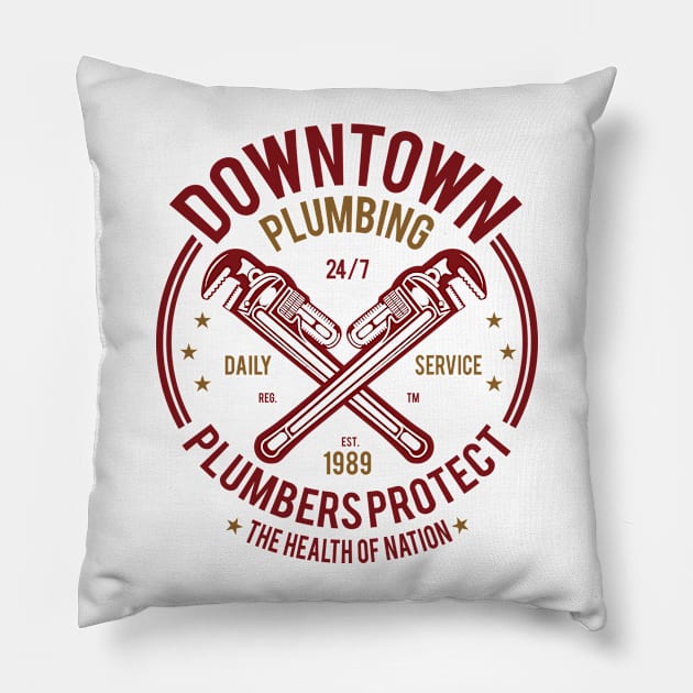 Downtown Plumbing Pillow by PaunLiviu