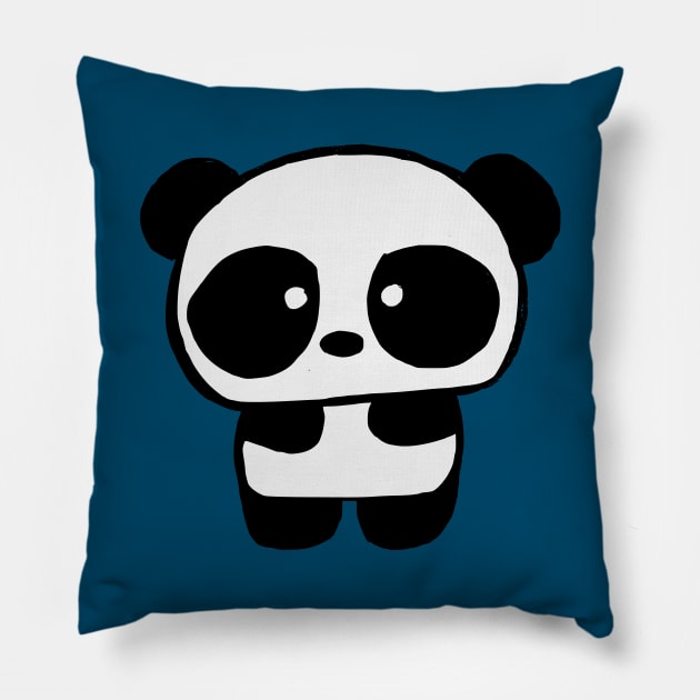 Cute Baby Panda - Ocean Blue Pillow by 1000 Pandas