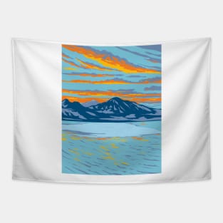 Bonneville Salt Flats in Tooele County Utah USA WPA Art Poster Tapestry