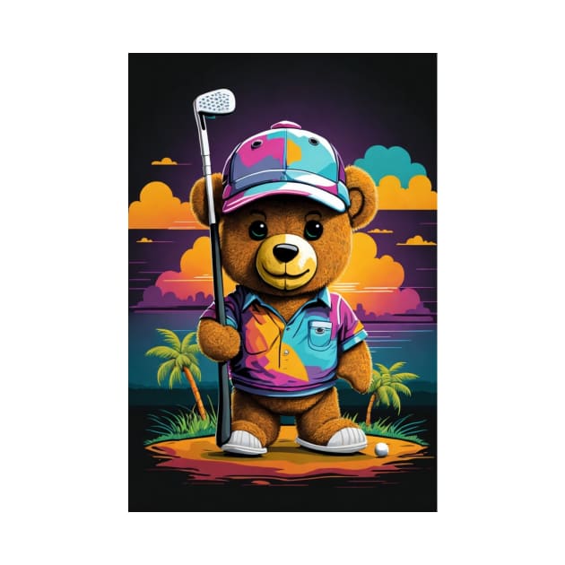 teddy bear playing golf by Majkel&Majkel