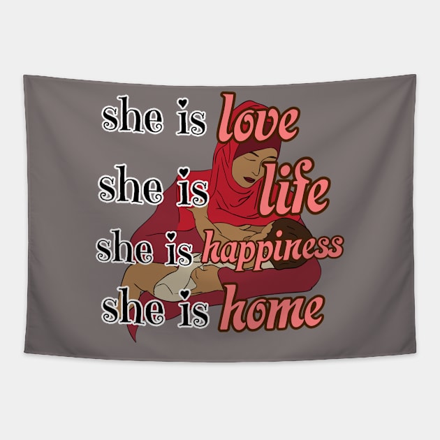 She is life, love, happiness and HOME! Happy mother's day to all mothers. Tapestry by THESHOPmyshp