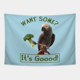 African Grey Parrot Broccoli Tapestry