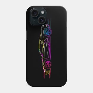 C8 Corvette Rainbow Neon outline art style supercar race car muscle car sportscar Corvette C8 Phone Case