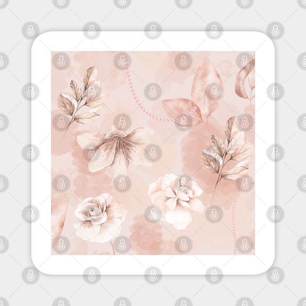 Blush pink floral coral background Magnet by artsytee