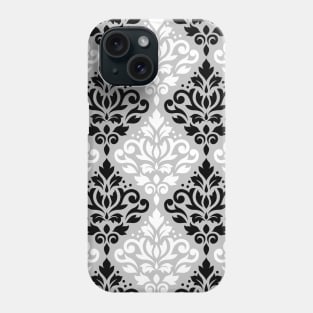 Scroll Damask Black and White on Gray Pattern Phone Case