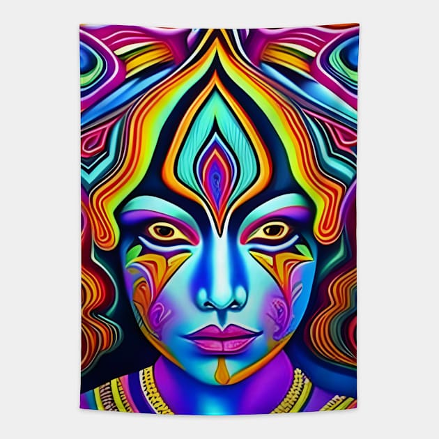 Catgirl DMTfied (16) - Trippy Psychedelic Art Tapestry by TheThirdEye