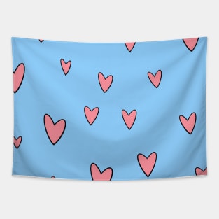 Kawaii Pastel Hearts- Blue Tapestry