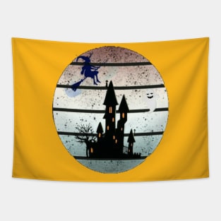 Halloween 2019 celebrations - witch and ghosts castle Tapestry