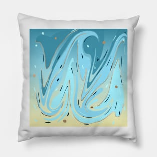 aqua and gold swirl pattern Pillow