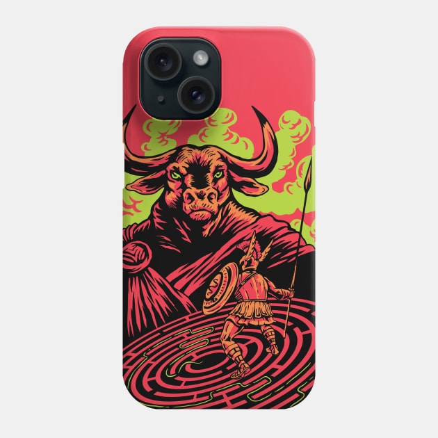 Cool Minotaur and Labyrinth Greek Mythology Phone Case by SLAG_Creative