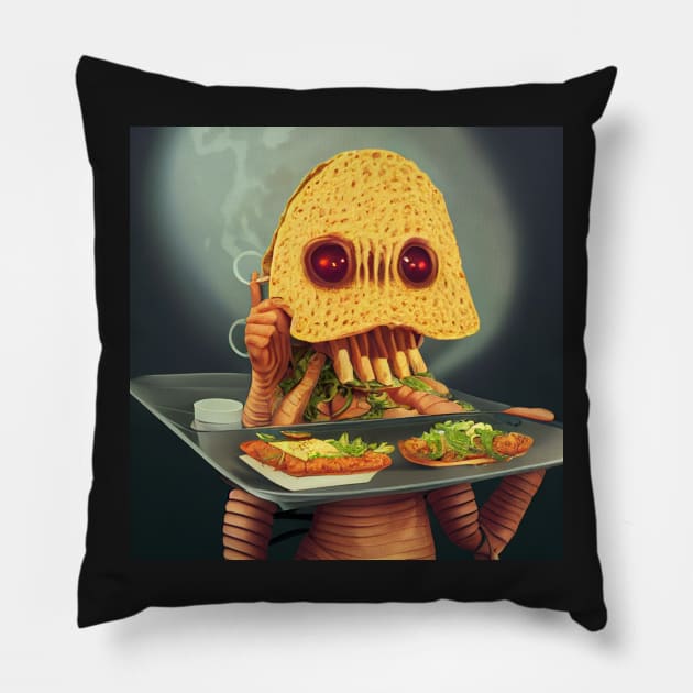 Taco Waiter Weird Halloween - best selling Pillow by bayamba