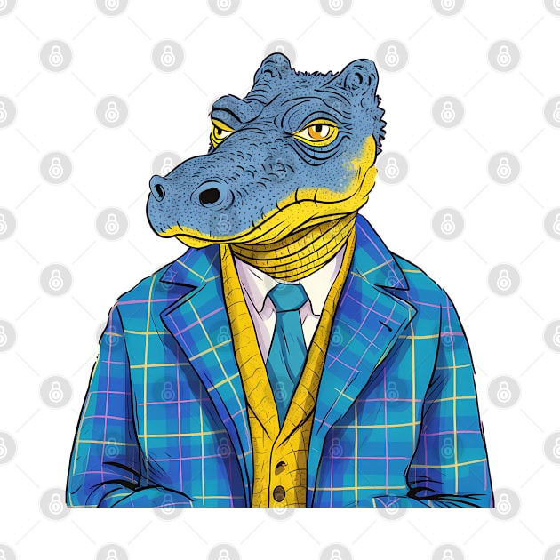 Cartoon crocodile in formal  suit by Nosametee