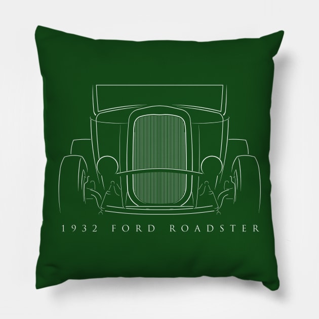 1932 Ford Model A Roadster - front stencil, white Pillow by mal_photography