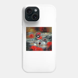 Red Flowers Growing on a Moon Surface Phone Case