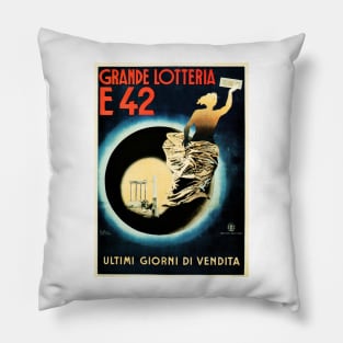 GRAND LOTTERY E 42 Hurry Last Day! by Buffoni Spreafico, Vintage Italian Advertisement Pillow