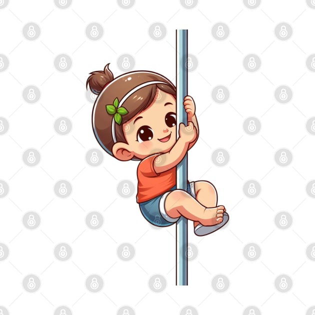 baby climbs pole by EKLZR