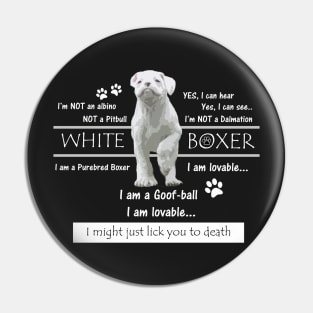 White Boxer Dog Facts Pin