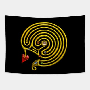 GOLD HYPER LABYRINTH IN BLACK Tapestry