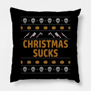 Ugly Christmas Sweater Xmas Sucks Pillow