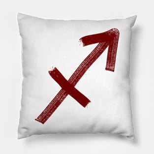 Red Sagittarius on black paper Pillow
