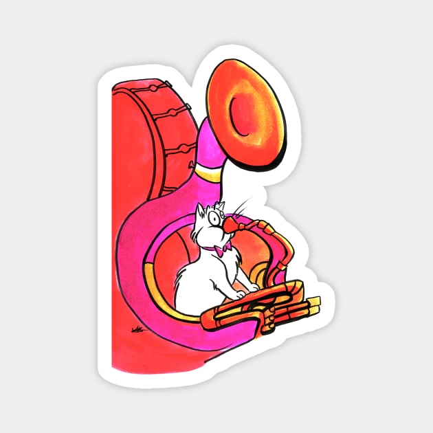 Tuba cat Magnet by AlexandraBowmanArt